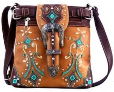 Bulk Western Buckle Crossbody Sling With Gun Pocket Tan at