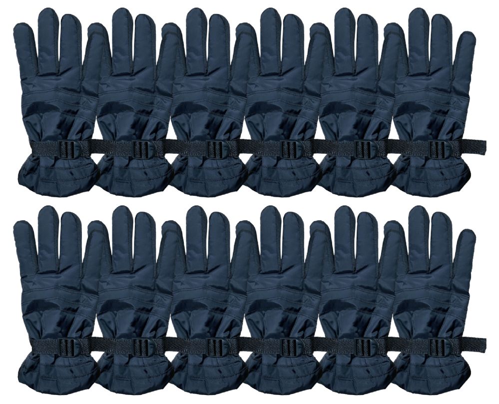 12 Bulk Yacht & Smith Men's Black Gripper Ski Gloves