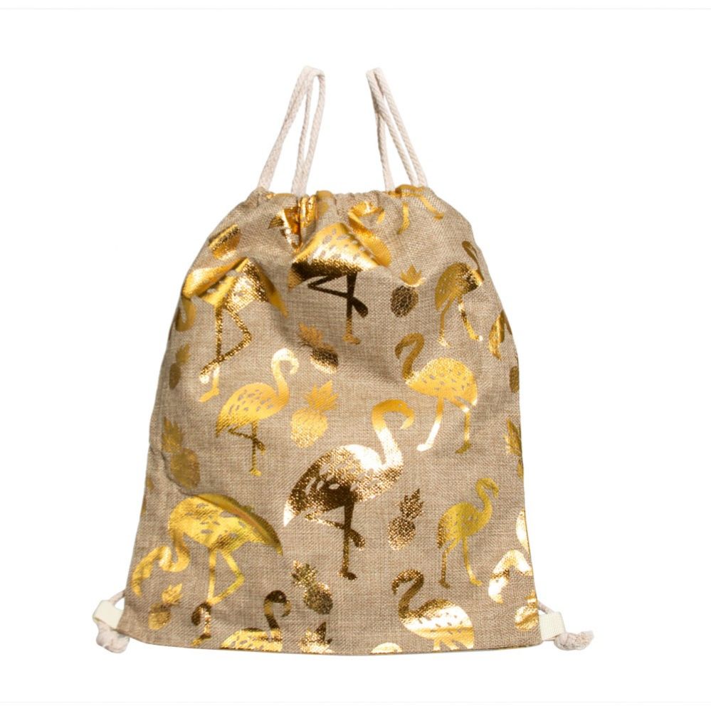 Silver Metallic Drawstring Backpack 24 Bulk Metallic Flamingo Print Bulk Drawstring Backpacks In Gold And ...