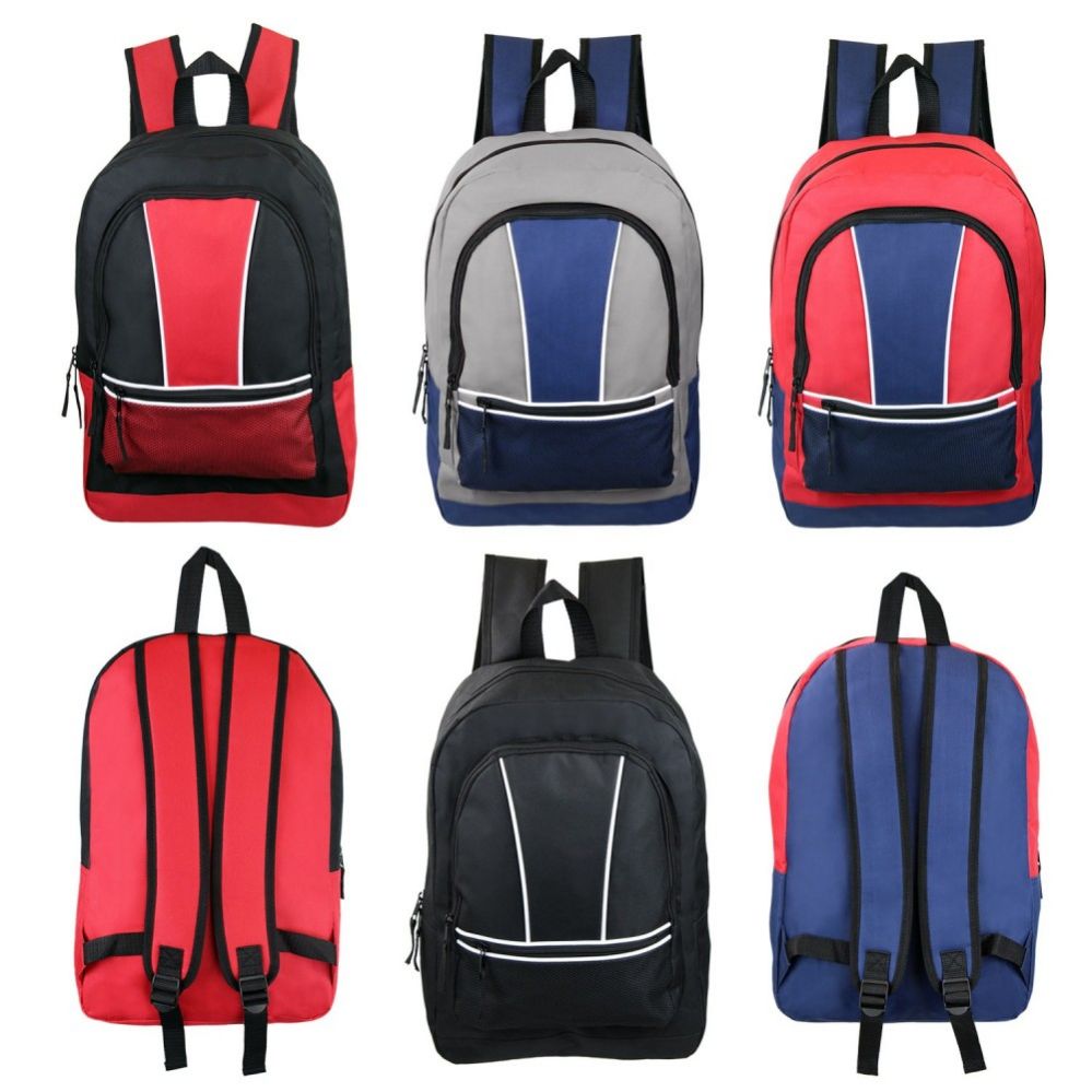 24 Bulk 17" Kids Sport Backpacks In 4 Assorted Colors at