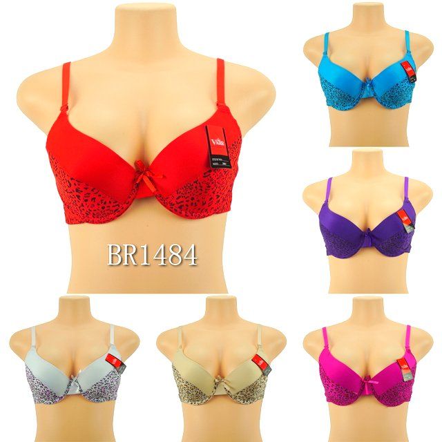72 Bulk Women's Soft Bras Assorted Colors And Sizes With Leopard