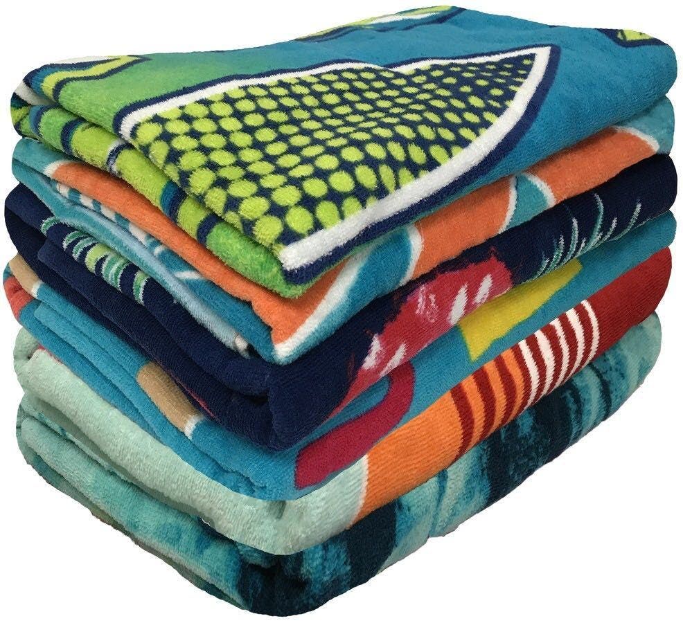 48 Bulk Assorted 100% Cotton Beach Towels - 27" X 60" - at