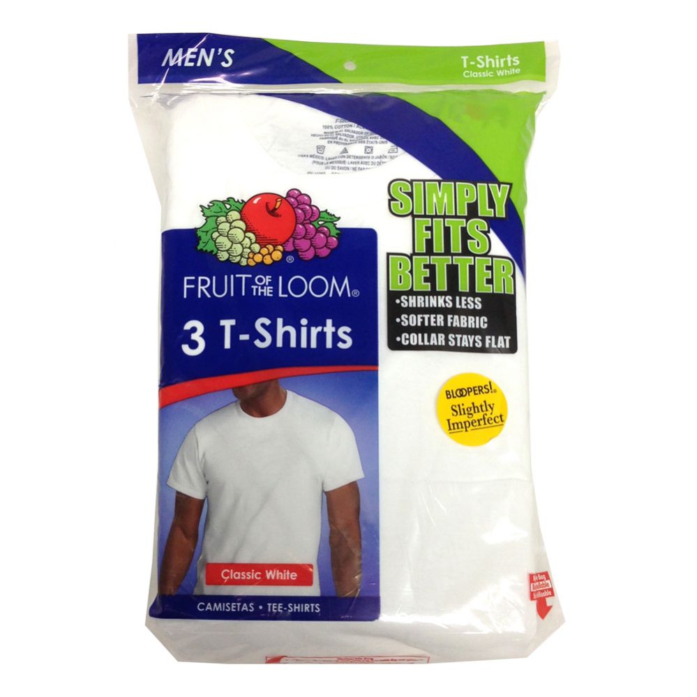 24 Bulk Fruit Of The Loom Mens Pack White Crew Neck T Shirts