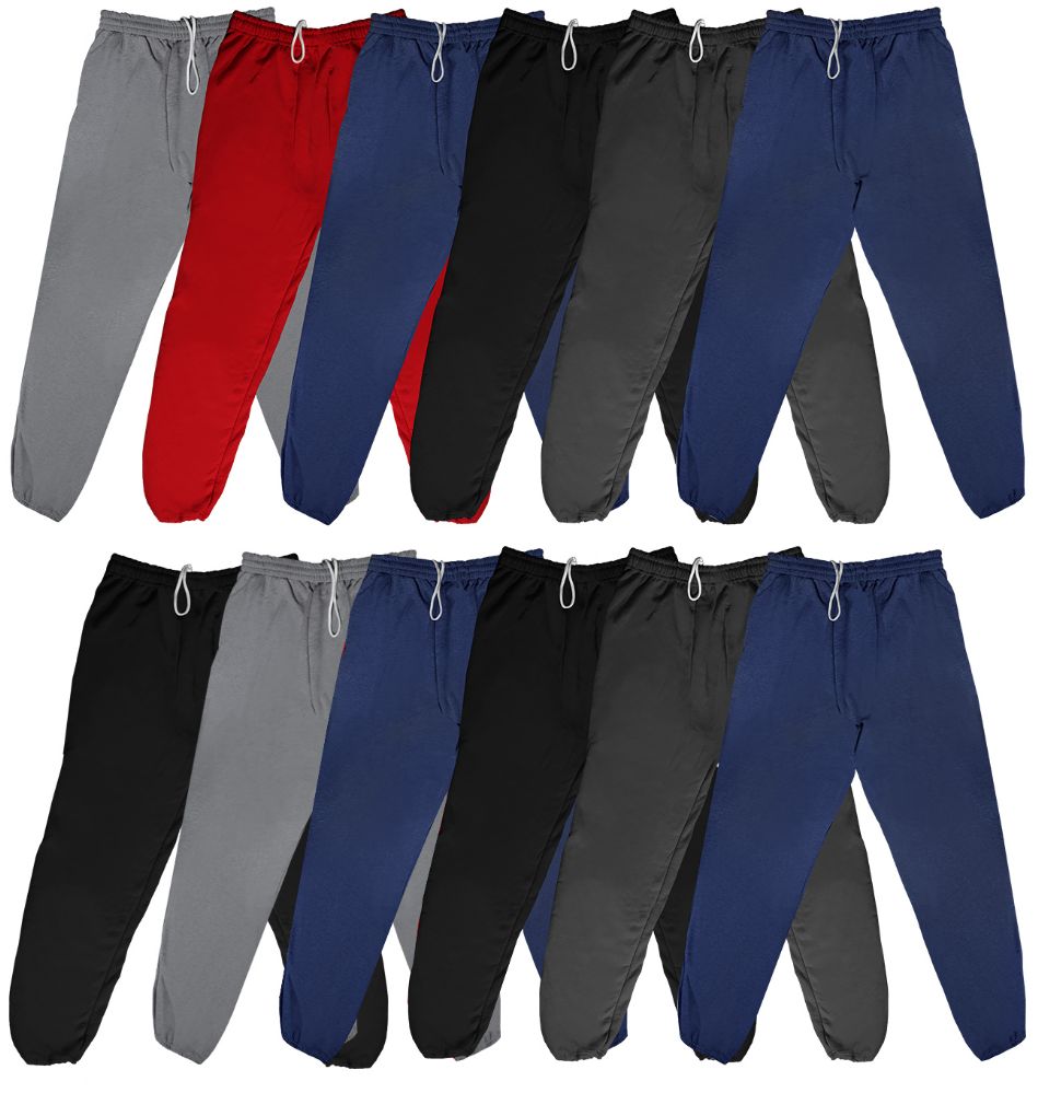 24 Bulk Men's Fruit Of The Loom Sweatpants Joggers With Draw String And Pockets Size xl