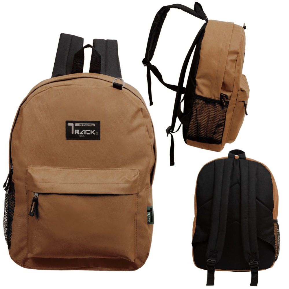 24 Bulk 17 Inch Classic Bulk Backpacks In Brown at