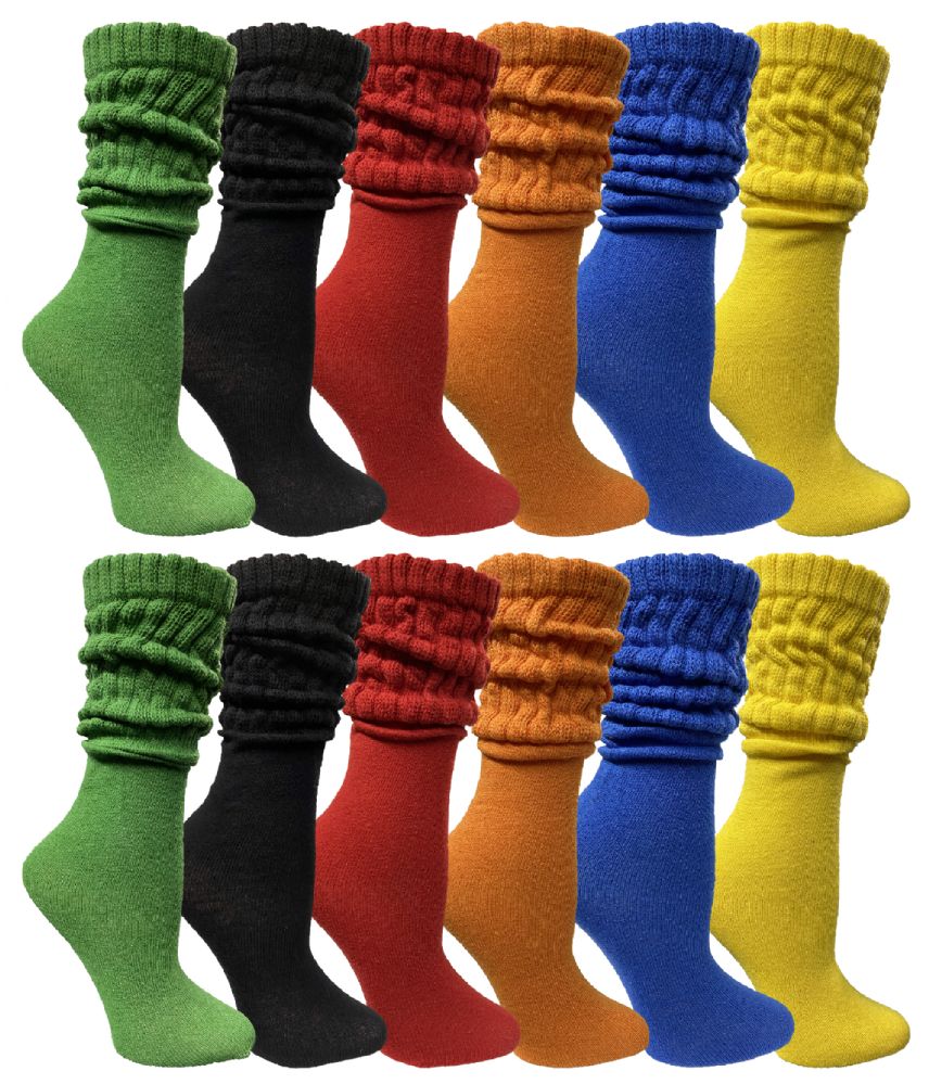 24 Bulk Yacht & Smith Women's Assorted Colored Slouch Socks Size 9-11