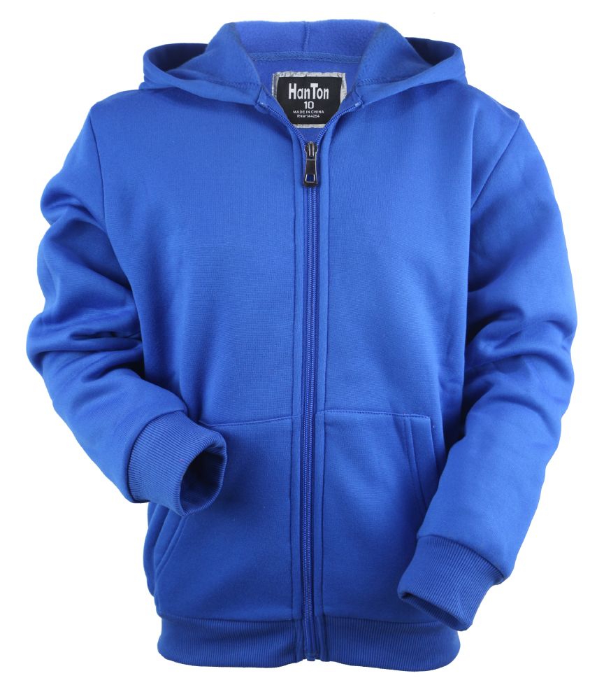 12 Bulk Boys Long Sleeve Light Weight Fleece Zip Up Hoodie In Royal ...