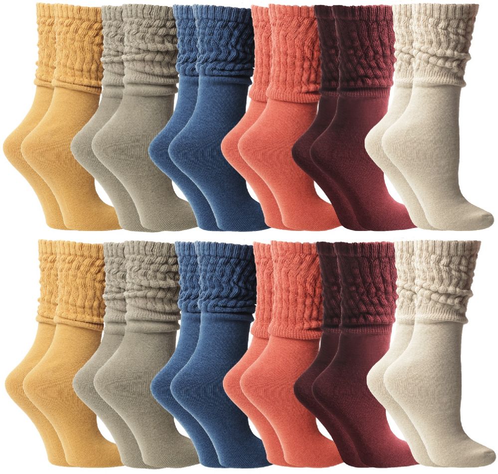 24 Bulk Yacht & Smith Slouch Socks For Women, Assorted Colors Size 911