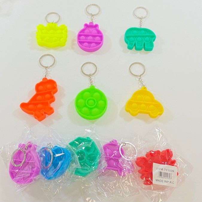 36 Bulk Push Pop Fidget Toy Keychain - at 