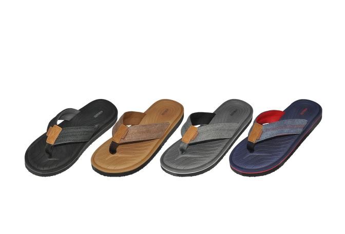 36 Bulk Men's Large Strap Flip Flops Assorted Colors - at