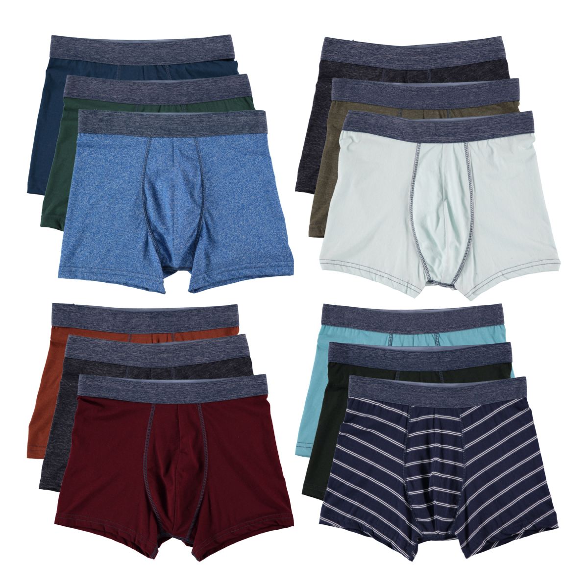 24 Bulk Yacht & Smith Mens 100% Cotton Boxer Brief Assorted Colors Size Small