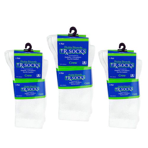 120 Bulk Unisex Crew Wholesale Diabetic Socks, Size 10-13 In White