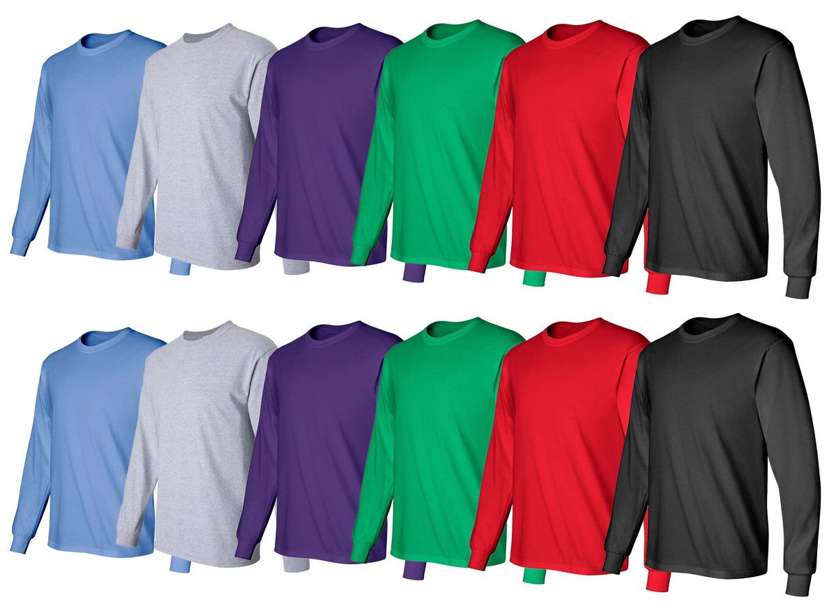 12 Bulk Billionhats Mens Assorted Color Long Sleeve T-Shirt Size Xlarge