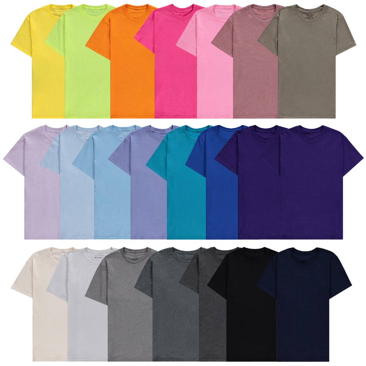 72 Bulk Mens King Size Cotton Crew Neck Short Sleeve T-Shirts Irregular , Assorted Colors And Sizes 2345x