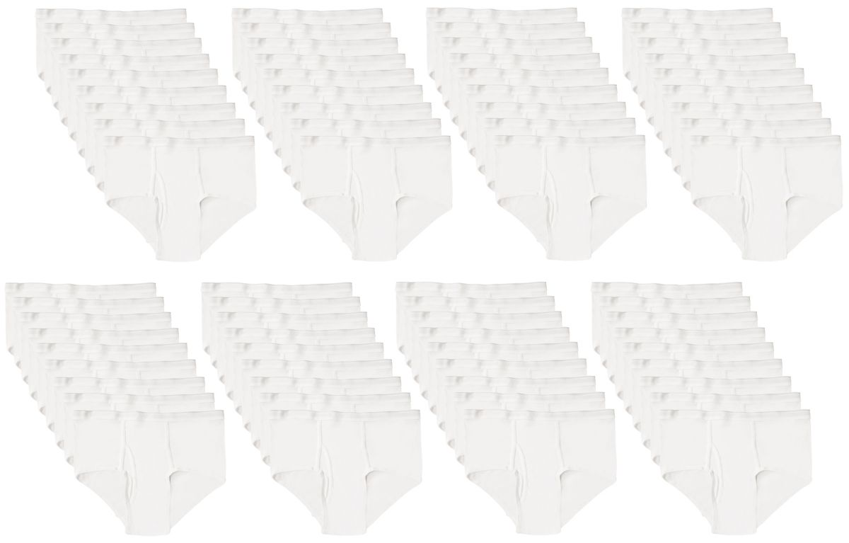72 Bulk Boys Cotton Underwear Briefs In White, Assorted Sizes Small To Xlarge