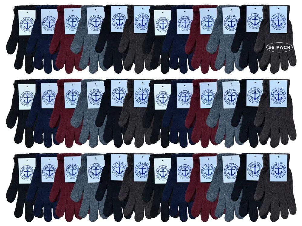48 Bulk Yacht And Smith Men's Winter Gloves In Assorted Colors