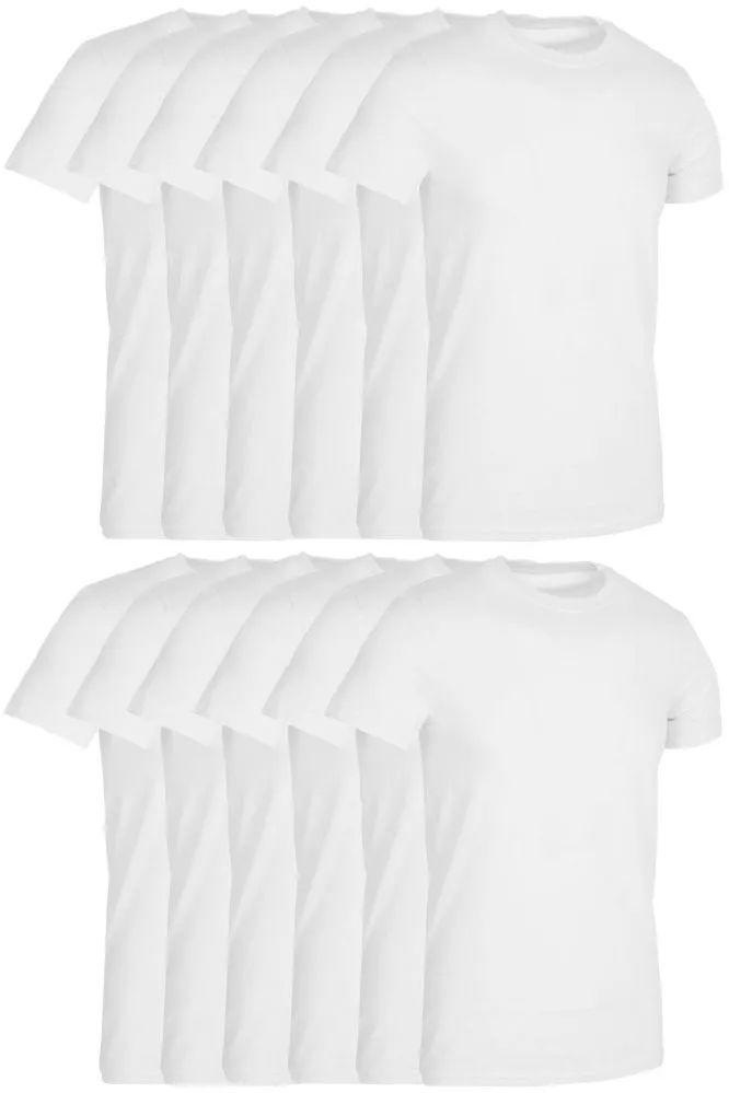 24 Bulk Men's Cotton Short Sleeve T-Shirt Size X-Large - White