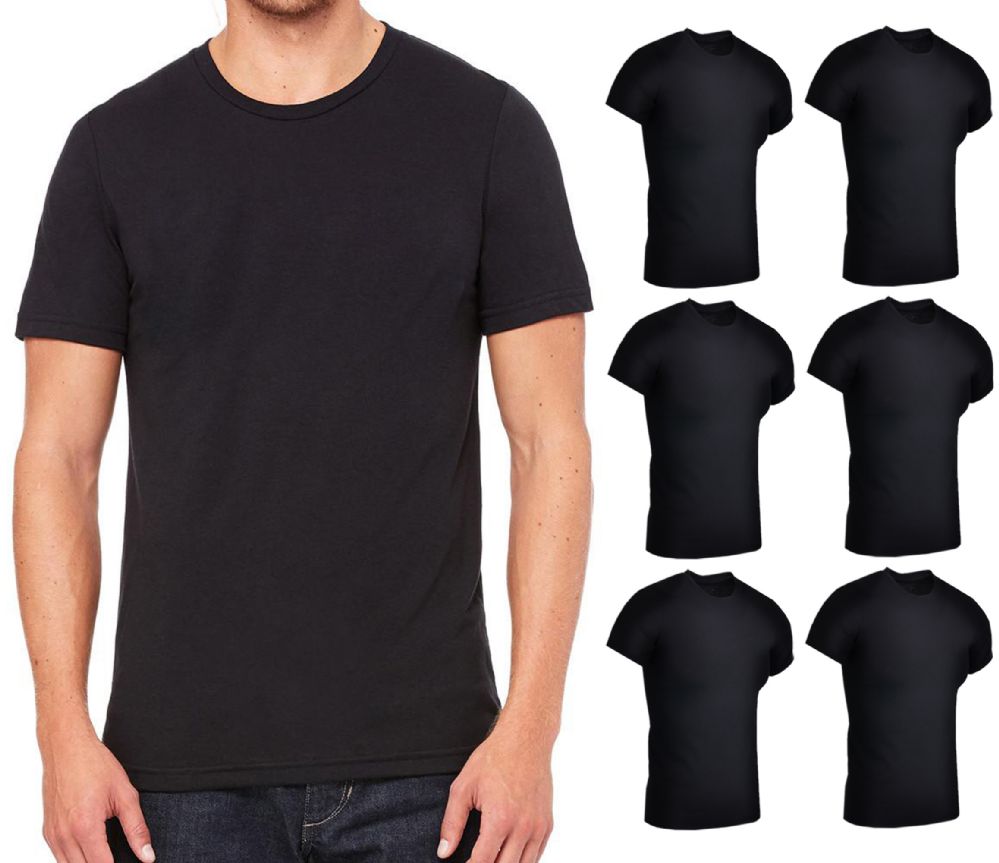 12 Bulk Mens Cotton Crew Neck Short Sleeve T-Shirts Black, Small
