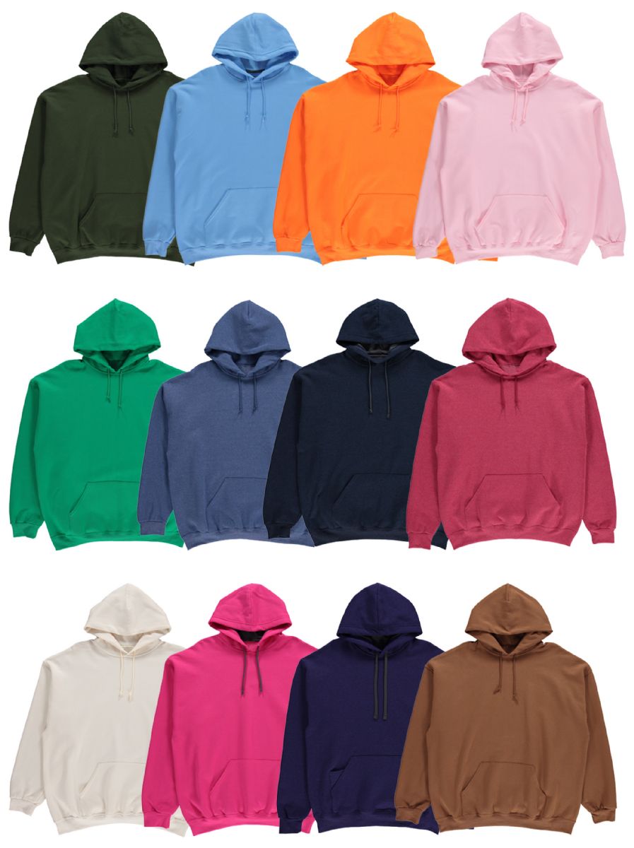 12 Bulk Men's Irregular Cotton Hoodie Sweatshirt In Assorted Colors Small