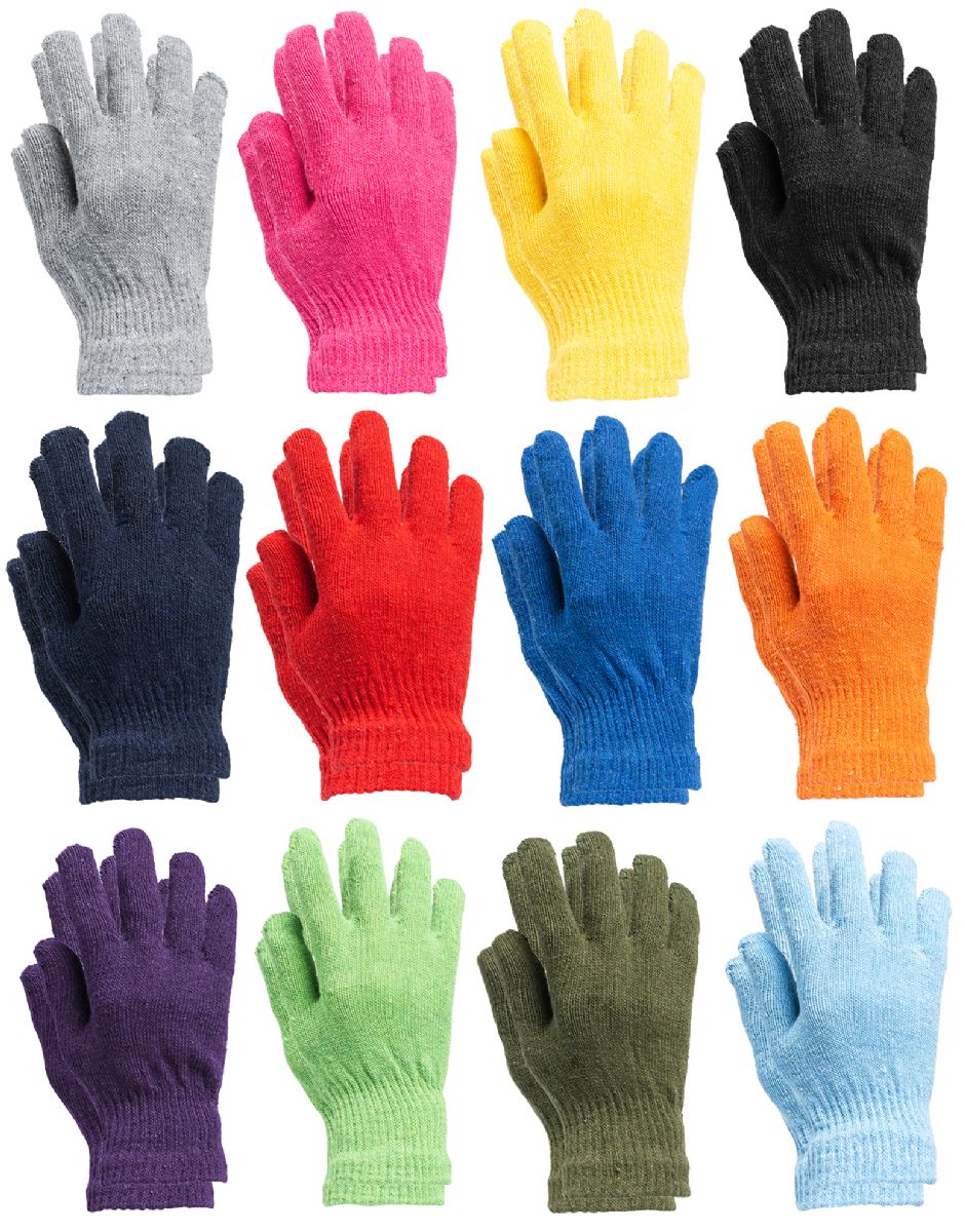48 Bulk Yacht & Smith Women's Warm And Stretchy Winter Magic Gloves Bulk Pack Bright Colors