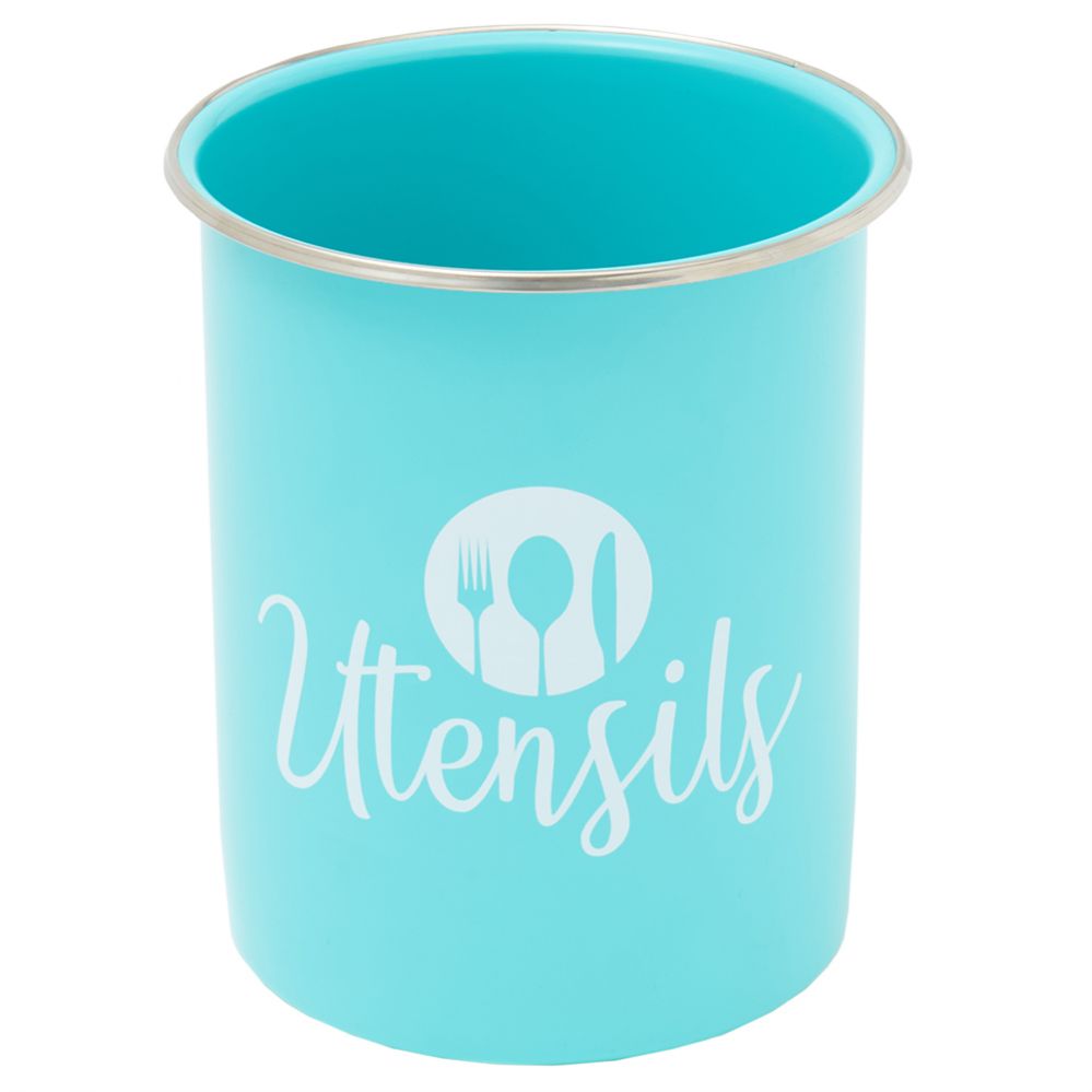 12 Bulk Home Basics Metal Utensil Holder, Turquoise at