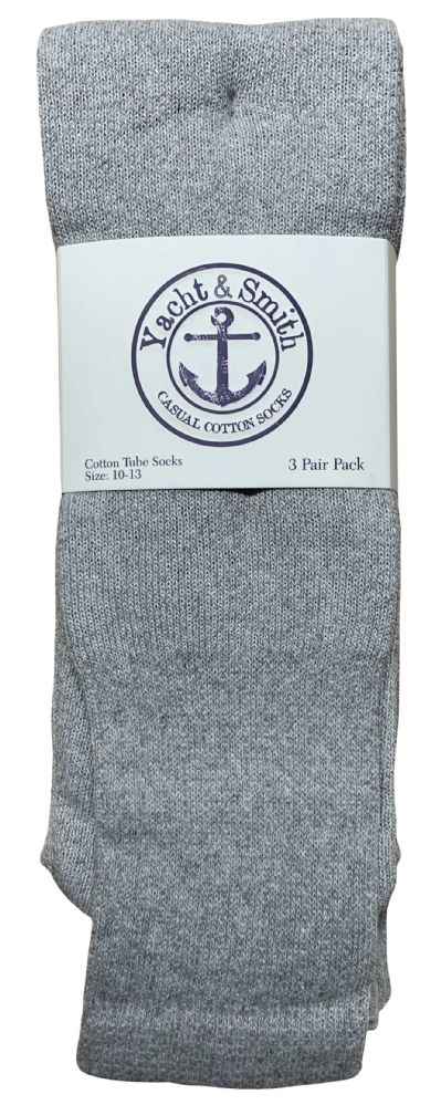 1200 Bulk Yacht & Smith Men's Cotton 28 Inch Terry Cushioned Athletic Gray Tube Socks Size 10-13