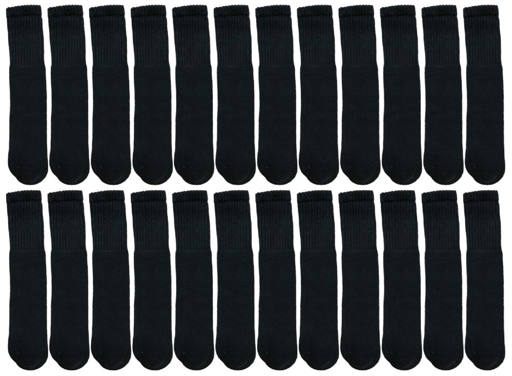 300 Bulk Yacht & Smith Kids Black Solid Tube Socks Size 4-6 Bulk Pack