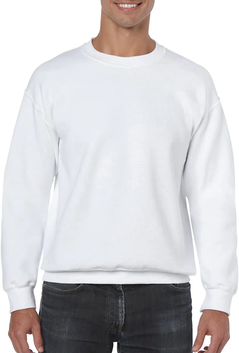 36 Bulk Gildan Mens White Cotton Blend Fleece Sweat Shirts Size XL