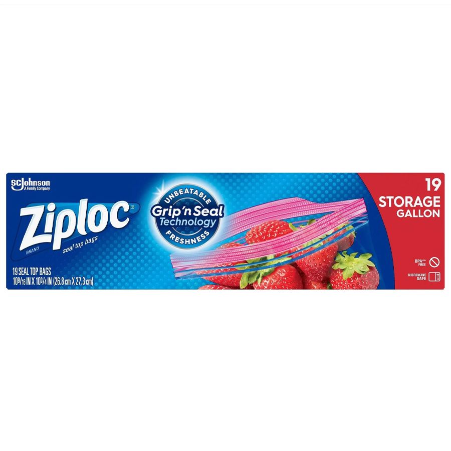 12 Bulk Ziploc Freezer Bag 19 Ct Grip N Seal Strong 1 gl - at