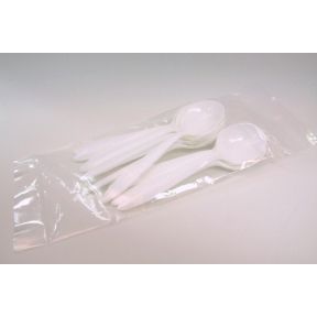 100 Bulk Generic Plastic Soup Spoons - 10 Pack - at 