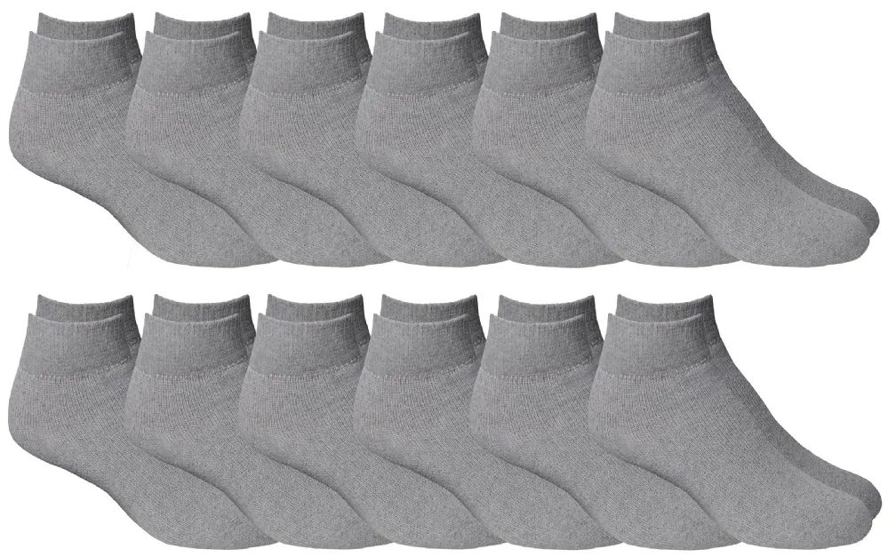84 Bulk Yacht & Smith Men's Cotton Gray No Show Ankle Socks