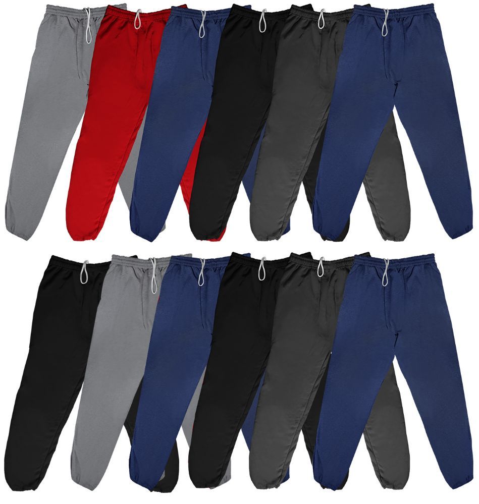 24 Bulk Men's Plus Size Fruit Of The Loom Sweatpants Joggers With Draw String And Pockets Size 5xl