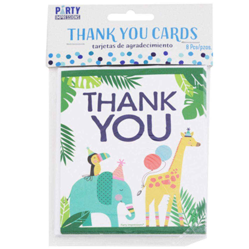 144 Bulk Thank You Cards Jungle Birthday 8ct