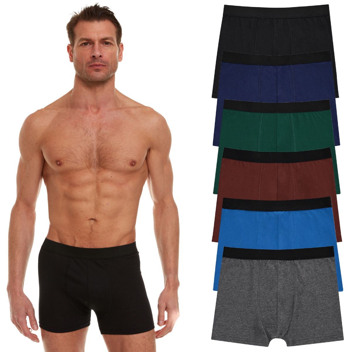 6 Bulk Mens Cotton Underwear Boxer Briefs In Assorted Colors Size Medium