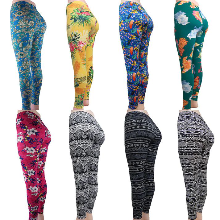 48 Bulk Women Butter Soft Full Length Leggings Assorted Prints - at 