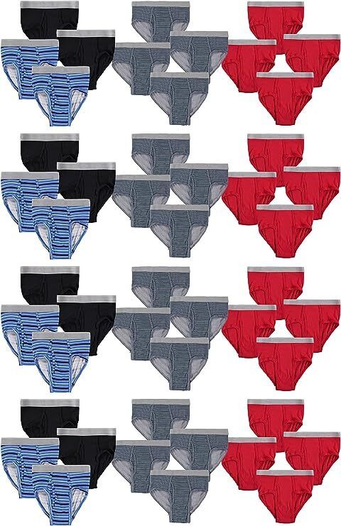 36 Bulk Boys Cotton Underwear Briefs In Assorted Colors, Size X-Large