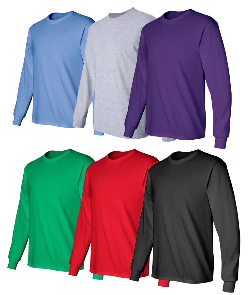 6 Bulk Billionhats Mens Assorted Color Long Sleeve T-Shirt Size Medium