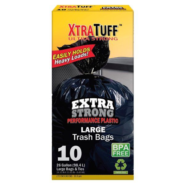24 Bulk Xtratuff Twist Tie Trash Bag Box 26G 10CT Black - at