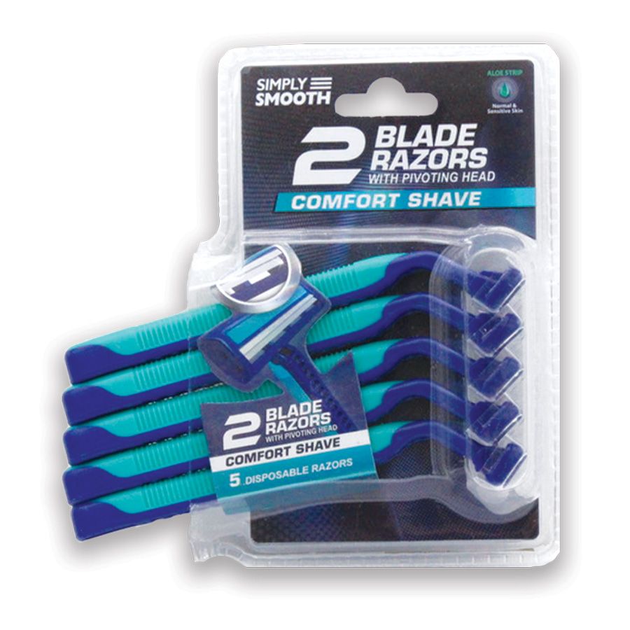 Simply Max Razor 5s 24 Bulk Simply Smooth Razors For Men 5 Pk Twin Blade With Pivoting Head ...