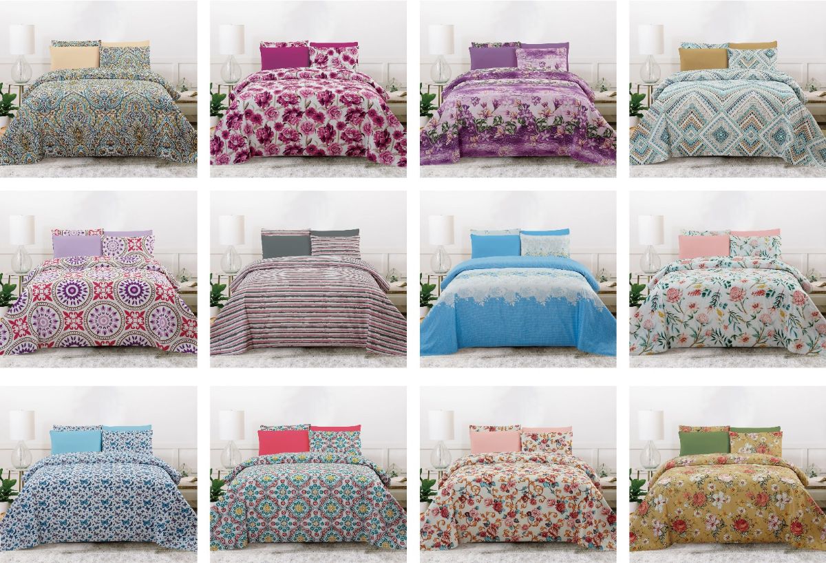12 Bulk Bedsheet Set In Assorted Prints Twin Size - at 