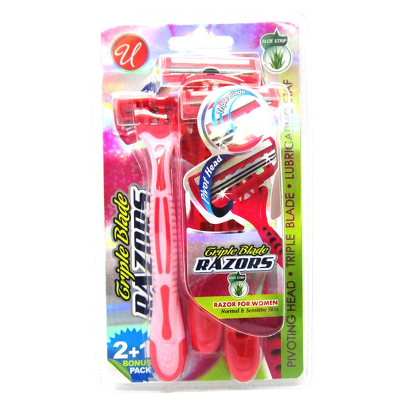 48 Bulk 3pk Triple Blade Ladies Razors - at - bluestarempire.com