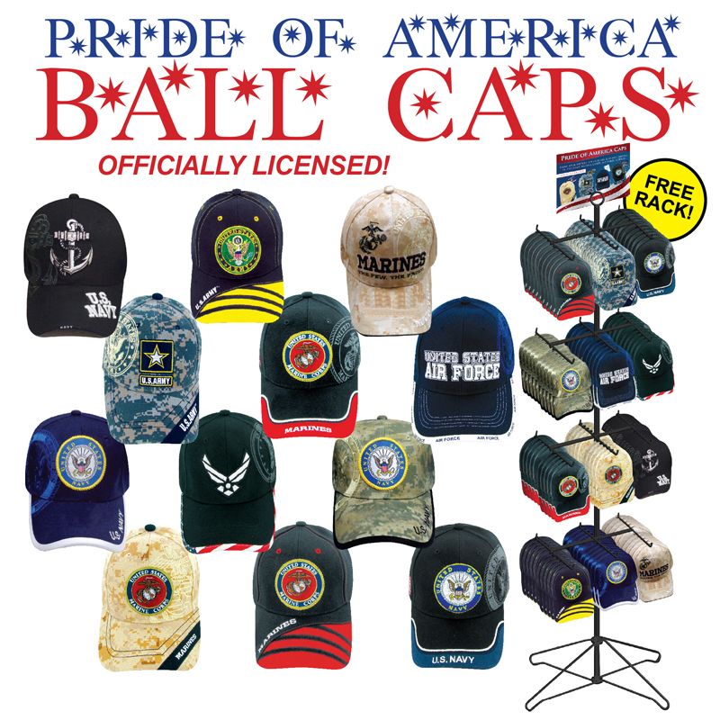 96 Bulk Officially Licensed Military Caps 96 Pc Display - at ...