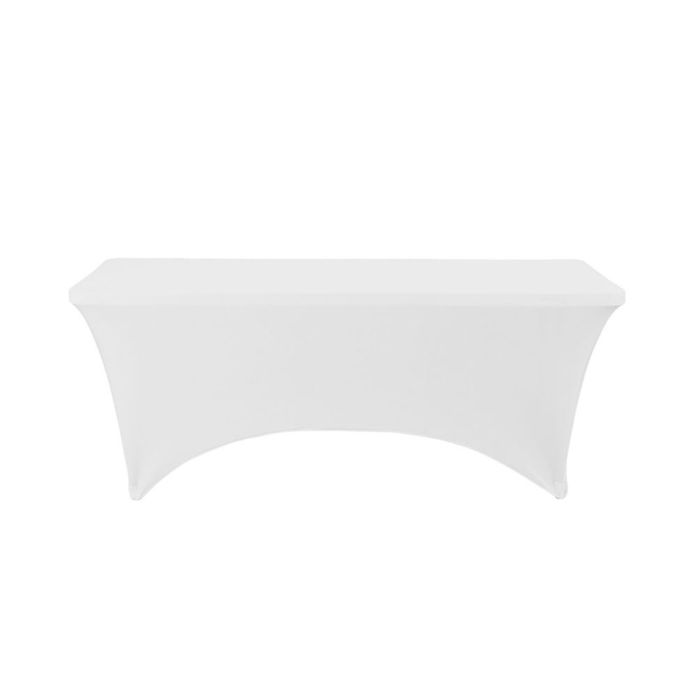 12 Bulk Spandex Rectangle Table Covers 6ft - White - at ...