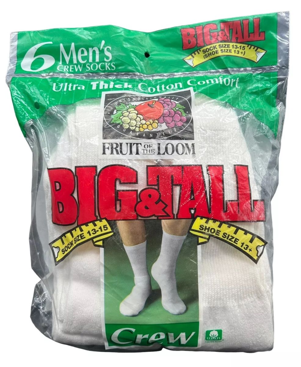 180 Bulk Mens Fruit Of The Loom Crew Socks White Size 13-15 King Size ...