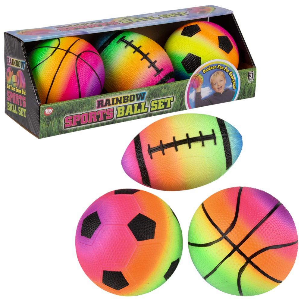 12 Bulk Rainbow Sports Ball Set 5-6 Inch - at - bluestarempire.com