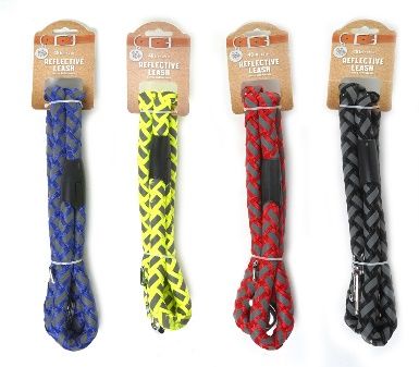 96 Bulk Bp Dog Leash Rope 48in 4 Asst Reflective - at - bluestarempire.com
