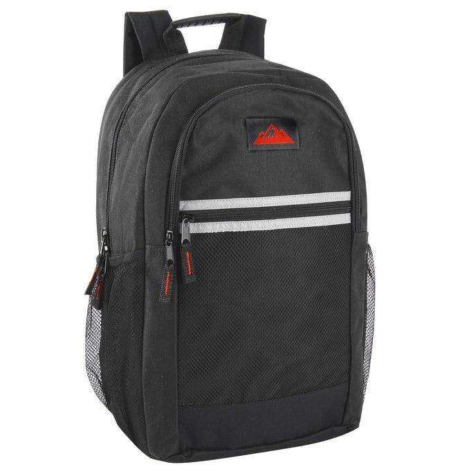 24 Bulk 18 Inch MultI-Pocket Reflective Backpack - Black - at ...