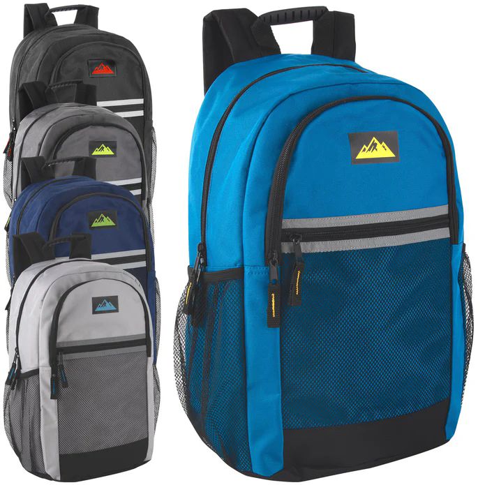 Multi Poly Back 24 Bulk 18 Inch MultI-Pocket Reflective Backpack - 5 Colors - at ...