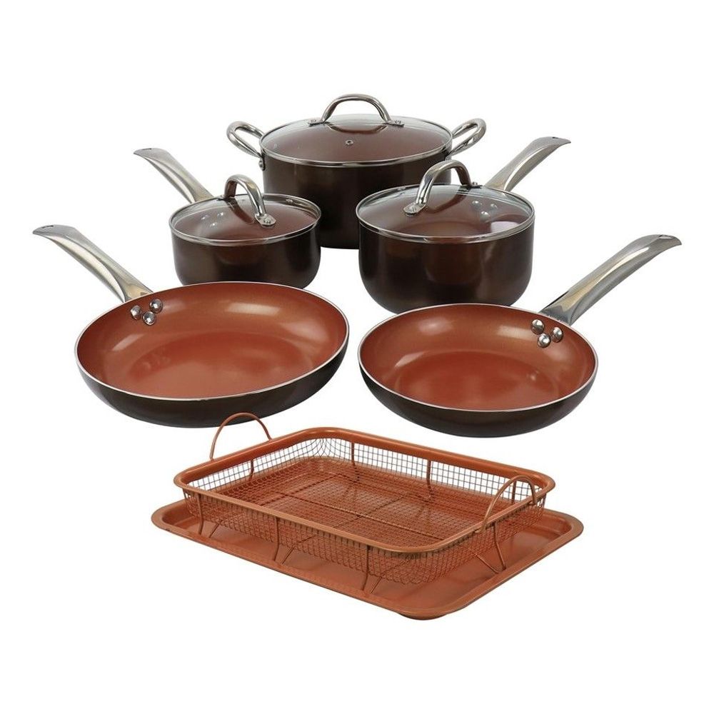 Empire Collection Cookware 2 Bulk 10pc Gh Alum. Dark Copper NoN-Stick Cookware Set W/induction ...
