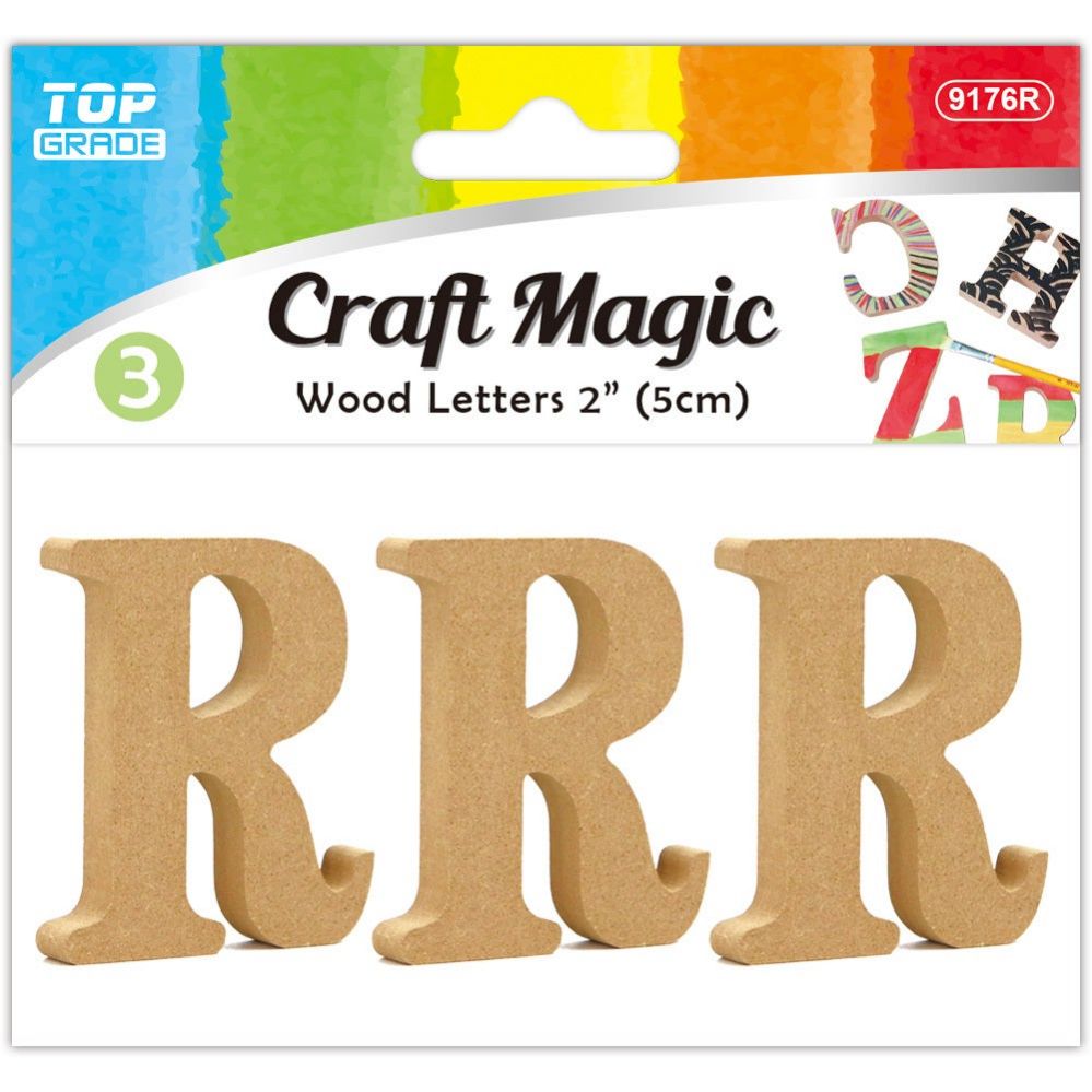 600 Bulk 3-Piece Wooden letter R 5x4x1cm - at - bluestarempire.com